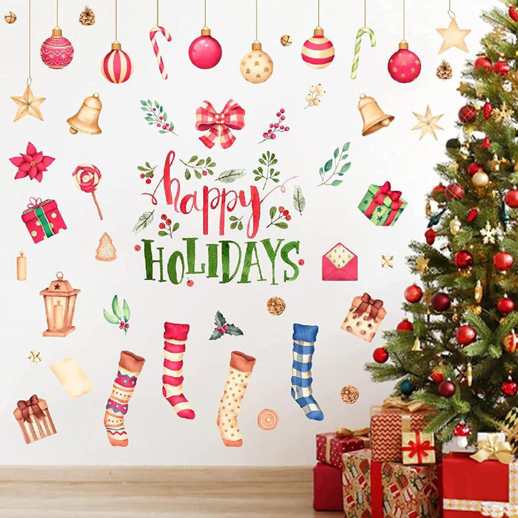 Latitude Run® Happy Holiday Wall Decal Stickers Christmas Peel & Stick Decals Wall Décor Wayfair